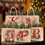Spersonalizowana torba jutowa z imieniem i nazwiskiem Holly Floral Initial Cartoon Character Duży prezent świąteczny dla rodziny i dzieci