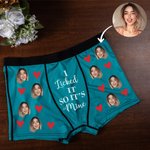 Personalised I Licked It So It's Mine Face Photo Boxer Brief with Red Lips Love Heart Men's Underwear Funny Birthday Valentine's Day Gift for Him