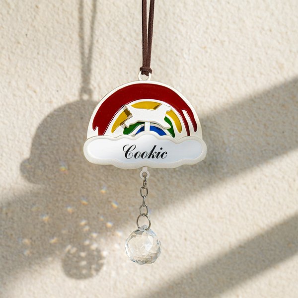 Personlig Rainbow Bridge Cat Dog Car Hanging Ornament med namn och text Pet Memorial Loss Gift för husdjursälskare