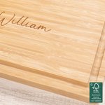 Personalised FSC Bamboo Charcuterie Chopping Board with Juice Groove Engraved Name Date Housewarming Wedding Gift for Couple