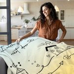 Spersonalizowany miękki koc z imieniem i nazwiskiem I Wish You Lived Next Door Home Decor Prezent dla przyjaciół na długą odległość
