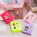 Personalized Birth Flower Name Cartoon 5 Pcs Makeup Brush Set with Travel Storage Box Birthday Bridesmaid Gift for Women Girls