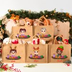 Personalizzato Cute Cartoon Reindeer Elf Girl Boy Receiving Gift Box Jute Tote Bag con nome Christmas Party Birthday Gift for Kids