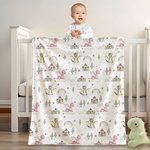 Personalized Cute Cartoon Dragon Castle Soft Baby Security Blanket with Dotted Backing and Embroidery Name Baby Shower Birthday Gift for Boys Girls