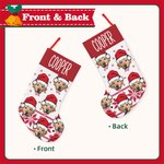 Personalisierte Weihnachtsmannmütze Gesicht Foto Weihnachtsstrumpf mit Namen Kamin Baum hängen Festival Dekor Geschenk für Familie Haustierliebhaber