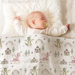 Personalized Cute Cartoon Dragon Castle Soft Baby Security Blanket with Dotted Backing and Embroidery Name Baby Shower Birthday Gift for Boys Girls