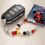 Personalized Handmade F1 Racing Driver Monogram Number Keychain with Beads Racing Events Birthday Gift for Racing Lover