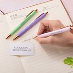 Personliga Fancy Inspirational kulspetspennor Set om 3 med kort Kontor Skola Motiverande brevpapper Tackgåva till familj Vän Kollega