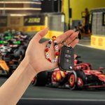 Personalized Handmade F1 Racing Driver Monogram Number Keychain with Beads Racing Events Birthday Gift for Racing Lover