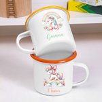 Personalized Multicolour Rainbow Fantasy Unicorn 12oz Enamel Mug with Name Birthday Gift for Kids Family