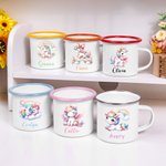 Personalized Multicolour Rainbow Fantasy Unicorn 12oz Enamel Mug with Name Birthday Gift for Kids Family