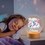 Personalisierte Regenbogen Floral Fantasy Einhorn LED-Nachtlicht mit hölzernen Basis und Name Kinderzimmer Kind Zimmer Dekoration Geburtstag Baby Dusche Geschenk für Mädchen