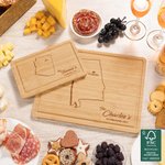 Personalized Engraved State Map Silhouette Heart Cutting Board with Juice Groove Ship from USA Long Distance Gift for Family Couple