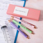 Personliga Fancy Inspirational kulspetspennor Set om 3 med kort Kontor Skola Motiverande brevpapper Tackgåva till familj Vän Kollega