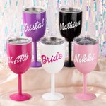 Flûte à vin à pied isolée avec nom personnalisé Dolly Font 10oz Bachelorette Bridal Party Favors Gift for Bridesmaid Women