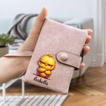 Spersonalizowany skórzany portfel z imieniem i nazwiskiem Grumpy Animals z uchwytem na kartę i opaską na nadgarstek Prezent urodzinowy dla kobiet i dziewcząt