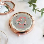 Personalized Birth Flower Cartoon Character Pocket Makeup Mirror with Name and Initial Birthday Bridesmaid Gift for Women Girls 6