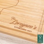 Personalized Engraved State Map Silhouette Heart Cutting Board with Juice Groove Ship from USA Long Distance Gift for Family Couple