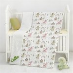 Personalized Cute Cartoon Dragon Castle Soft Baby Security Blanket with Dotted Backing and Embroidery Name Baby Shower Birthday Gift for Boys Girls