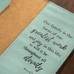 Personalized LDS Temple Recommend and Temple Ordinance Leather Holder with Name and Quote Baptism Worship Christmas Gift for Latter-day Saints
