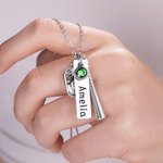 Personalised Birthstone Softball Baseball Bat Glove Necklace with Engraved Name Game Day Team Birthday Gift for Sports Lover