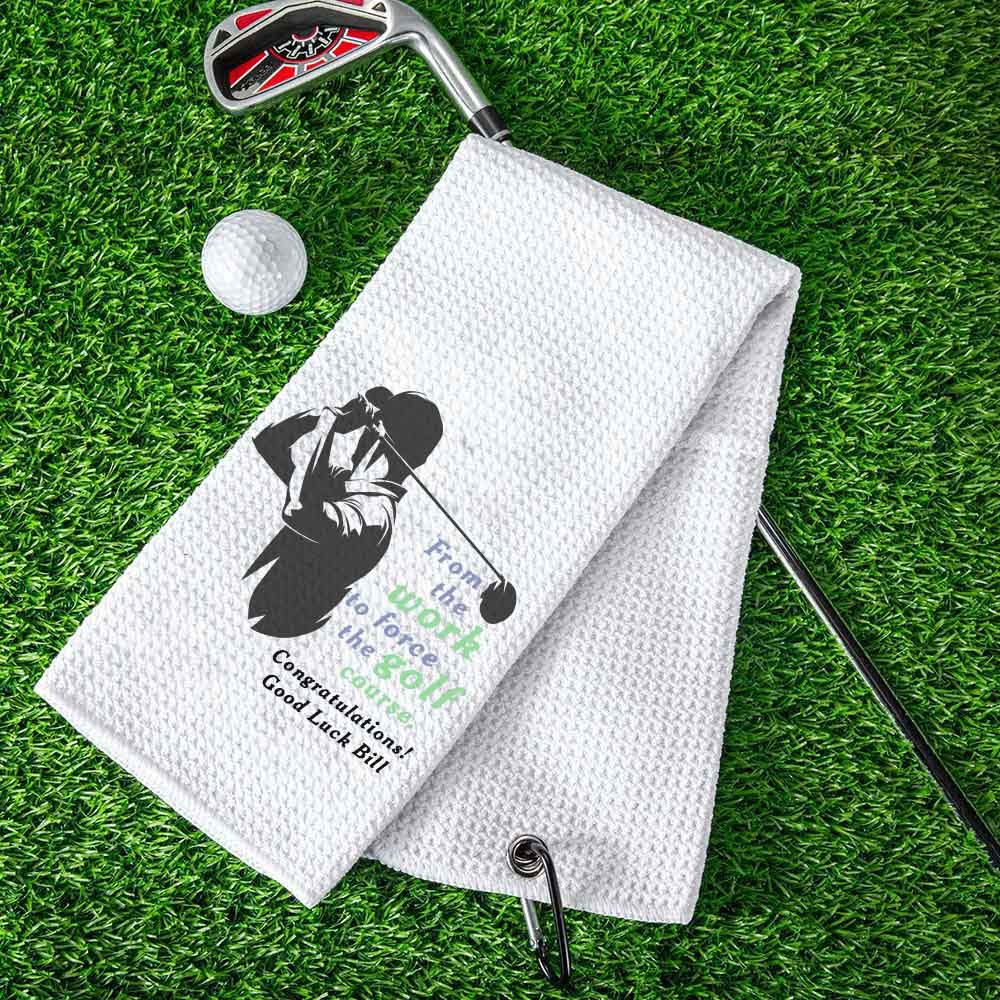 Serviette de sport gaufrée en microfibre à séchage rapide personnalisée avec texte Cadeau de retraite pour les amateurs de golf 5