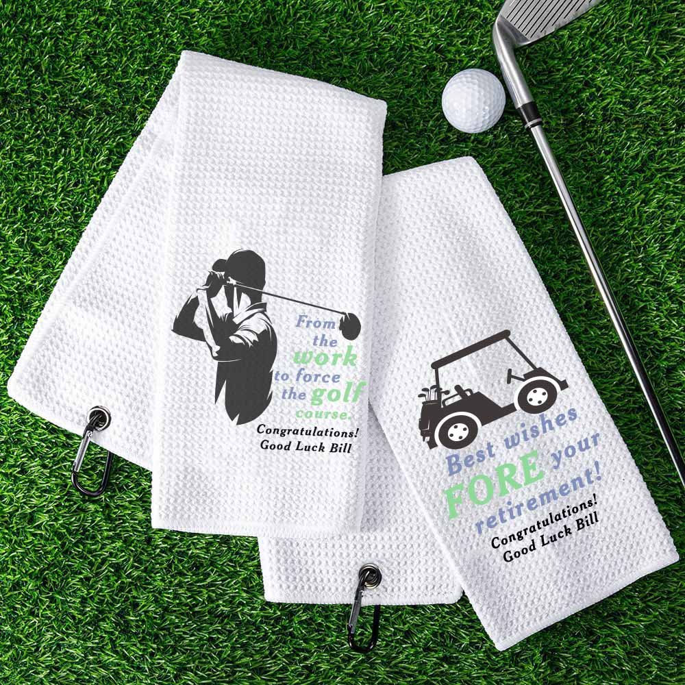 Serviette de sport gaufrée en microfibre à séchage rapide personnalisée avec texte Cadeau de retraite pour les amateurs de golf 3
