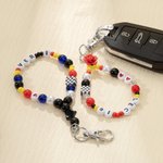 Personalized Handmade F1 Racing Driver Monogram Number Keychain with Beads Racing Events Birthday Gift for Racing Lover