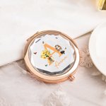 Personalized Birth Flower Cartoon Character Pocket Makeup Mirror with Name and Initial Birthday Bridesmaid Gift for Women Girls 5