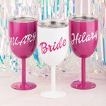 Flûte à vin à pied isolée avec nom personnalisé Dolly Font 10oz Bachelorette Bridal Party Favors Gift for Bridesmaid Women