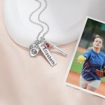 Personalised Birthstone Softball Baseball Bat Glove Necklace with Engraved Name Game Day Team Birthday Gift for Sports Lover