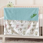 Personalized Cute Cartoon Dragon Castle Soft Baby Security Blanket with Dotted Backing and Embroidery Name Baby Shower Birthday Gift for Boys Girls