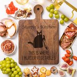 Gepersonaliseerde Gegraveerde Kat Moord Groente Houten Bamboe Omkeerbare Charcuterie Snijplank met Grip Housewarming Verjaardagsgeschenk voor kattenliefhebbers