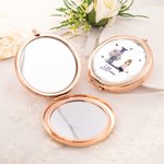 Personalized Birth Flower Cartoon Character Pocket Makeup Mirror with Name and Initial Birthday Bridesmaid Gift for Women Girls 4