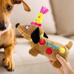 Personalizzato carino cappello di compleanno a pois bassotto giocattolo bambola cane con nome Home Decor giorno di adozione regalo di festa per l'amante del cane proprietario