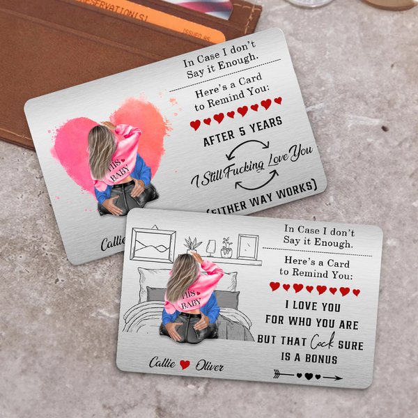 Personalised Hugging Cartoon Characters Wallet Card with Names Anniversary Valentine's Day Gift for Couple
