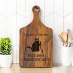 Gepersonaliseerde Gegraveerde Kat Moord Groente Houten Bamboe Omkeerbare Charcuterie Snijplank met Grip Housewarming Verjaardagsgeschenk voor kattenliefhebbers