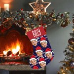 Personalisierte Weihnachtsmannmütze Gesicht Foto Weihnachtsstrumpf mit Namen Kamin Baum hängen Festival Dekor Geschenk für Familie Haustierliebhaber
