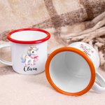Personalized Multicolour Rainbow Fantasy Unicorn 12oz Enamel Mug with Name Birthday Gift for Kids Family
