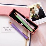 Personliga Fancy Inspirational kulspetspennor Set om 3 med kort Kontor Skola Motiverande brevpapper Tackgåva till familj Vän Kollega