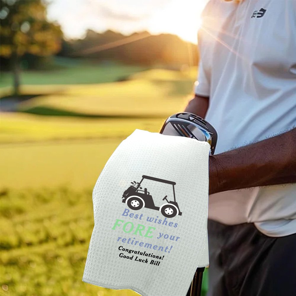 Serviette de sport gaufrée en microfibre à séchage rapide personnalisée avec texte Cadeau de retraite pour les amateurs de golf 4