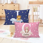 Personalised Cute Animal Cloud Throw Pillow Cover with Name and Initial Nursery Decor Baby Shower Birthday Gift for Boys Girls