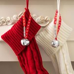 Personalized Jingle Bell Christmas Ribbon Ornament with Engraved Name Plate Beads and Card Christmas Tree Decor for Family
