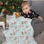 Gepersonaliseerde Peperkoek Cookie Candy Cane Zachte deken met naam Home Decor Kerstcadeau voor kind Familie Vriend
