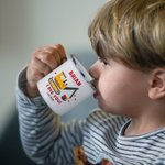 Taza esmaltada personalizada We Dig You Truck Excavator 11oz con texto Regalo de cumpleaños para niños