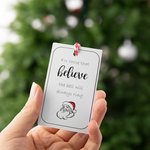 Personalized Jingle Bell Christmas Ribbon Ornament with Engraved Name Plate Beads and Card Christmas Tree Decor for Family