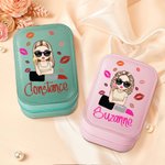 Gepersonaliseerde Lippenstift en Sieradendoos met LED Make-up Spiegel Cartoon Karakter met Naam als Verjaardags Cadeau voor Vrouwen