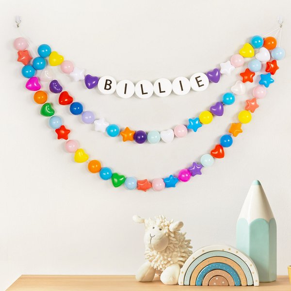 Personalizzato colorato stella cuore oceano palla fantasia braccialetto gigante amicizia banner con nome casa parete decorazione fai da te Forniture festa di compleanno Favori