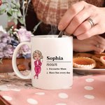 Personalizada Cartoon Nombre del personaje Definición 11oz 15oz Taza de café de cerámica con texto Cumpleaños Regalo para Hombres Mujeres
