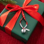 Personalized Jingle Bell Christmas Ribbon Ornament with Engraved Name Plate Beads and Card Christmas Tree Decor for Family